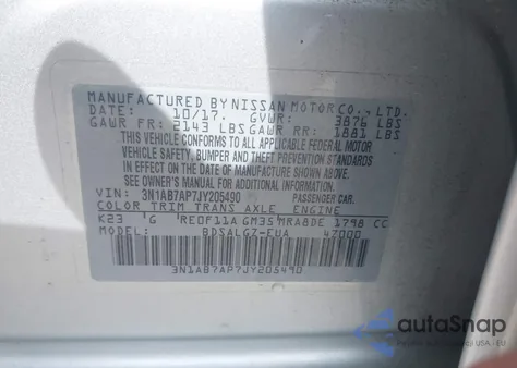 2018 Nissan Sentra Sl z USA, uszkodzony, nr VIN 3N1AB7AP7JY205490